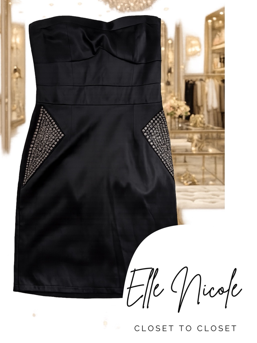✨ Chic Black Strapless Mini Dress | Rhinestone Detail | Party, Cocktail & Night
